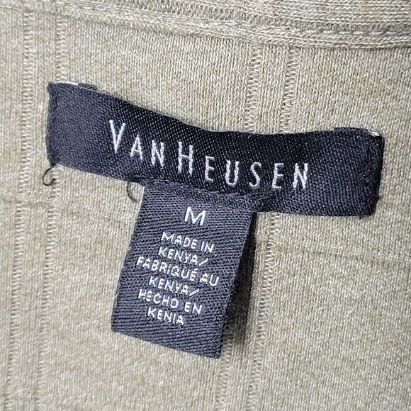 Van Heusen Mens Sz M Green Solid Long Sleeve Collared Polo Shirt - Picture 6 of 11